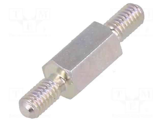 Screwed spacer sleeve; 8mm; Ext.thread: M3; hexagonal; steel; zinc DREMEC TMM-M3X8/DR423