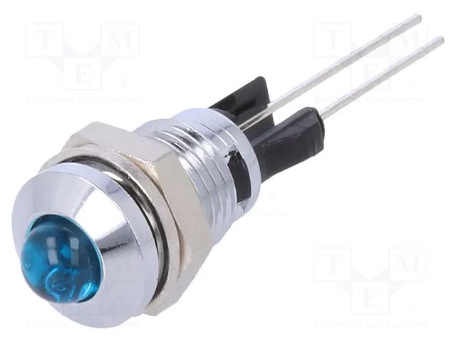 Indicator: LED; prominent; blue; Ø8mm; for PCB; brass; ØLED: 5mm MENTOR 2665.8061