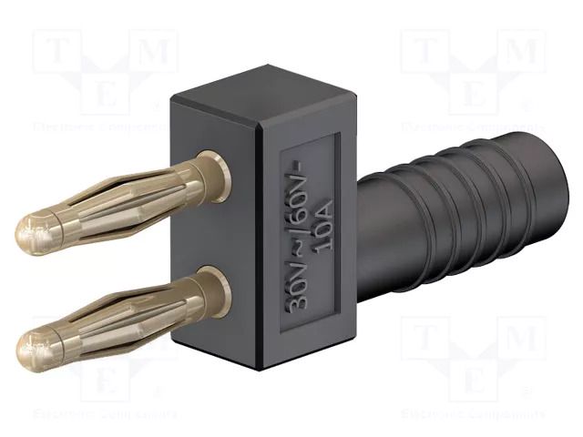 Connector: 2mm banana; stackable safety shunt; 10A; black; 30mm STÄUBLI KS2-5.08L/1A/A