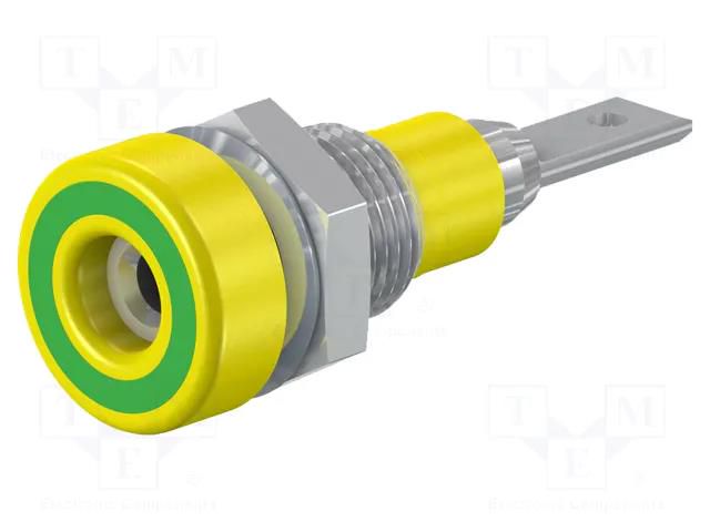 Connector: 2mm banana; socket; 10A; 23mm; yellow-green; insulated STÄUBLI LB-I2R-20