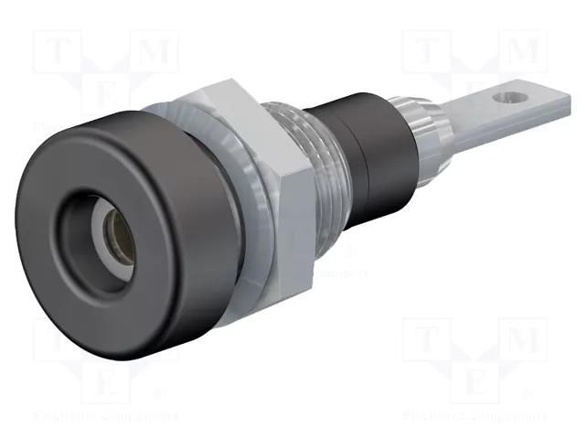 Connector: 2mm banana; socket; 10A; 23mm; black; soldered,on panel STÄUBLI LB-IF2R-21