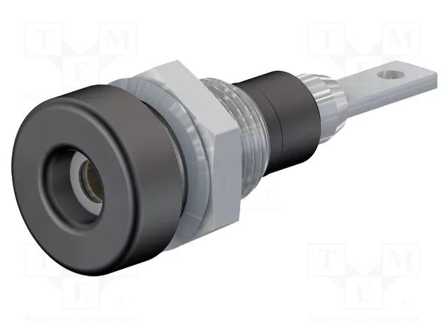 Connector: 2mm banana; socket; 10A; 23mm; black; soldered,on panel STÄUBLI LB-IF2R-21