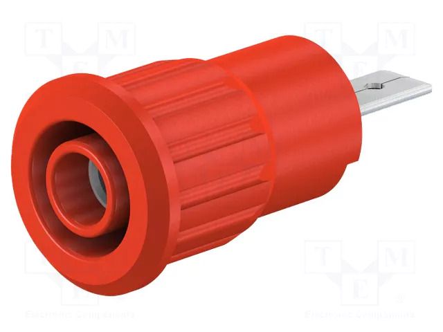 Connector: 4mm banana; socket; 1kV; 24A; Cutout: Ø12.2mm; red; brass STÄUBLI SEB4-F/A-22