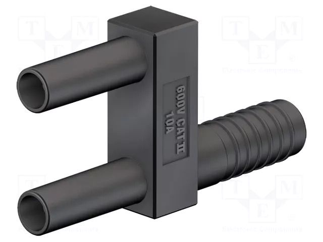 Connector: 2mm banana; stackable safety shunt; 10A; 600V; black STÄUBLI SKS2-12L/1SA/N