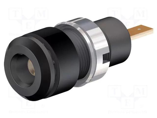 Connector: 2mm banana; socket; 10A; 28mm; black; soldered,on panel STÄUBLI SLB2-F2.8-21