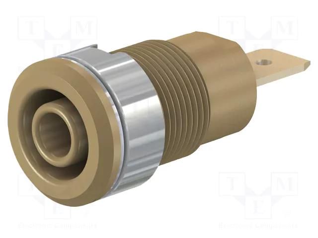 Connector: 4mm banana; socket; 32A; 1kV; Cutout: Ø12.2mm; brown STÄUBLI SLB4-F6.3-27