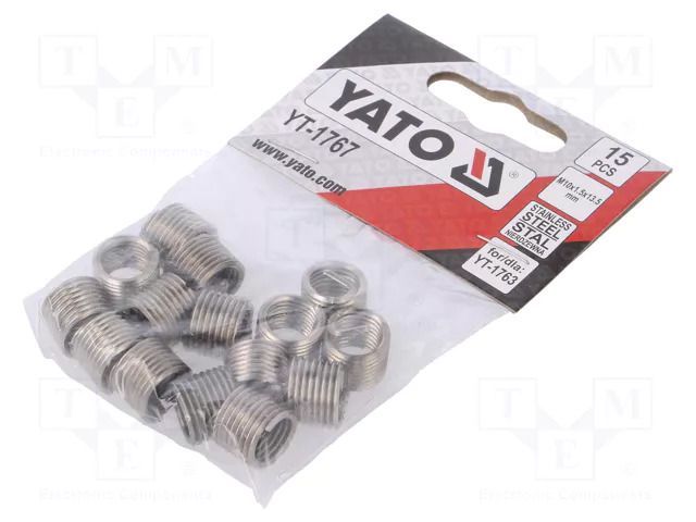 Threaded insert; stainless steel; M10; Pitch: 1.5; 15pcs. YATO YT-1767