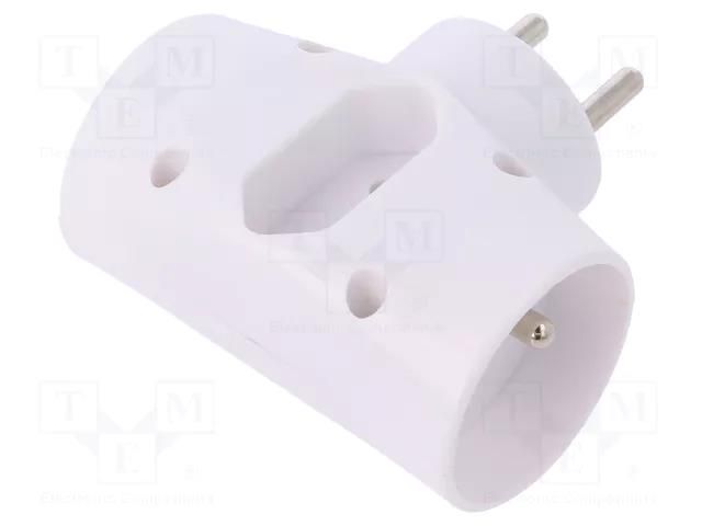 Connector: AC supply; splitter; 2P; 230VAC; 2.5A; Type: round,flat PLASTROL W-01142