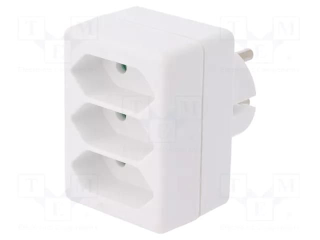 Connector: AC supply; splitter; 2P; Type: round,flat; white PLASTROL W-97743