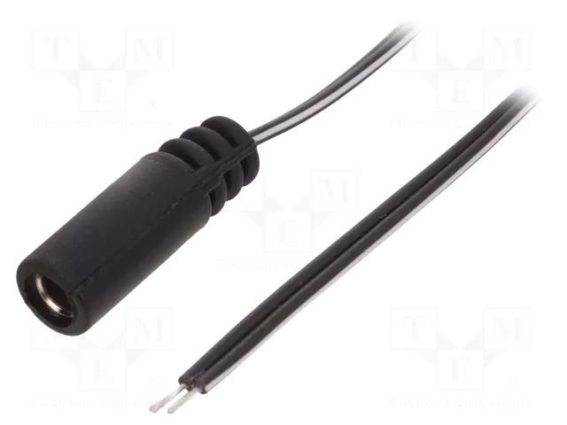 Cable; 2x0.5mm2; wires,DC 5,5/2,1 socket; straight; black; 0.2m BQ CABLE DC.CAB.2000.0020
