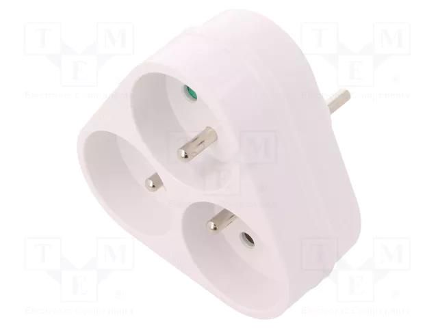 Connector: AC supply; splitter; 2P+PE; 250VAC; 16A; white PLASTROL W-97740