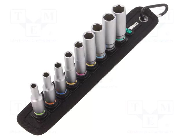 Wrench-set; 6-angles,socket spanner; Mounting: 1/4"; 50mm; 9pcs. WERA WERA.05004525001