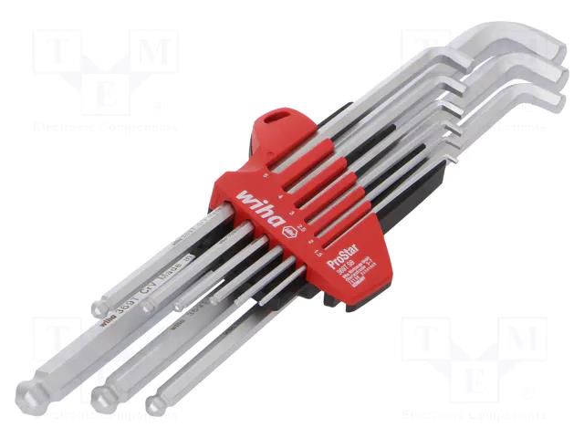 Wrenches set; hex key,spherical; Chrom-vanadium steel; 9pcs. WIHA WIHA.35481