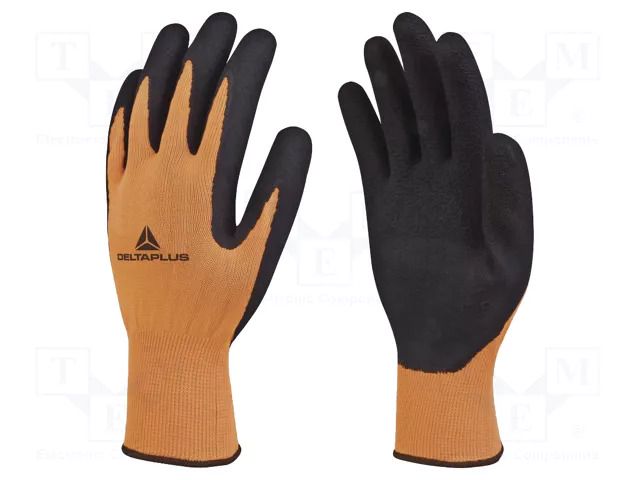 Protective gloves; Size: 8; orange-black; latex,polyester DELTA PLUS DEL-VV733OR08