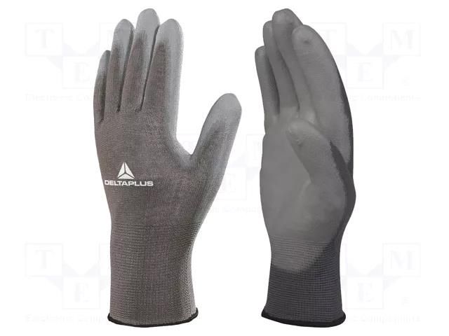 Protective gloves; Size: 10; grey; polyester,polyurethane DELTA PLUS DEL-VE702PG10