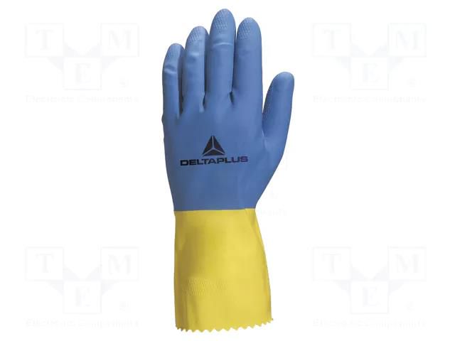 Protective gloves; Size: 6/7; yellow-blue; latex; DUOCOLOR VE330 DELTA PLUS DEL-VE330BJ06