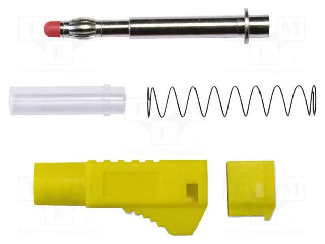 Connector: 4mm banana; plug; 45A; 1kVAC; yellow; soldered; brass MUELLER ELECTRIC BU-3261410-4