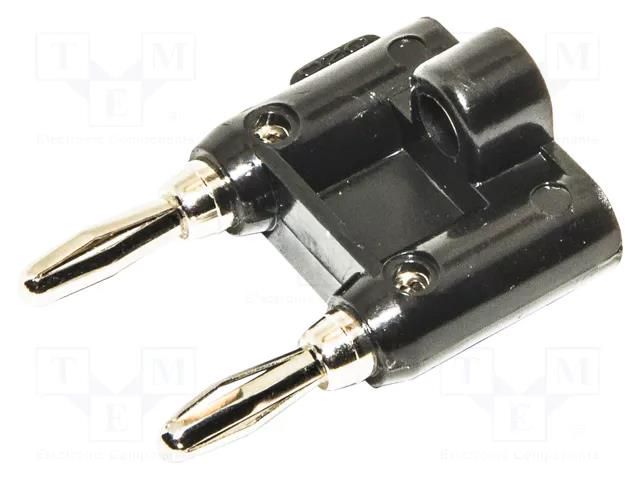 Connector: 4mm banana; stackable safety shunt; 15A; black; screw MUELLER ELECTRIC BU-PMDP-0