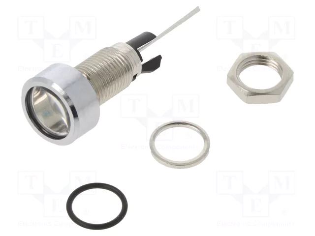 Indicator: LED; flat; blue; Ø8mm; for PCB; brass; ØLED: 5mm MENTOR 2672.8061