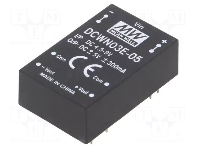 Converter: DC/DC; 3W; Uin: 4.5÷9VDC; Uout: 5VDC; Uout2: -5VDC; DIP24 MEAN WELL DCWN03E-05