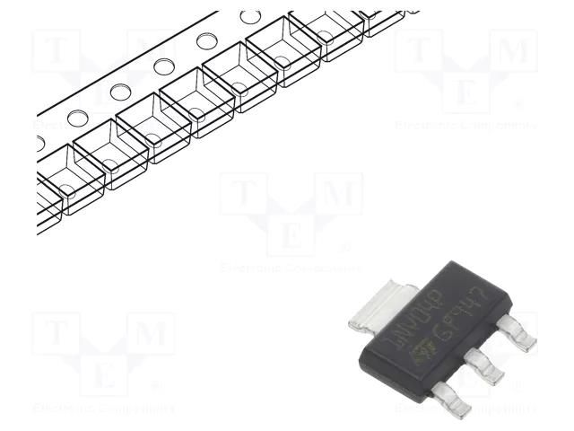 IC: power switch; low-side; 1.7A; Ch: 1; SMD; SOT223; -40÷150°C STMicroelectronics VNN1NV04PTR-E