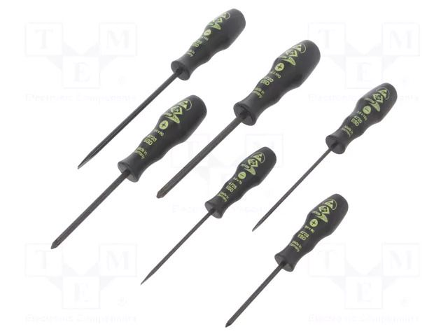 Kit: screwdrivers; Pozidriv®,slot; PZ0,PZ1,PZ2,SL 3,SL 5; ESD C.K CK-T4741ESD