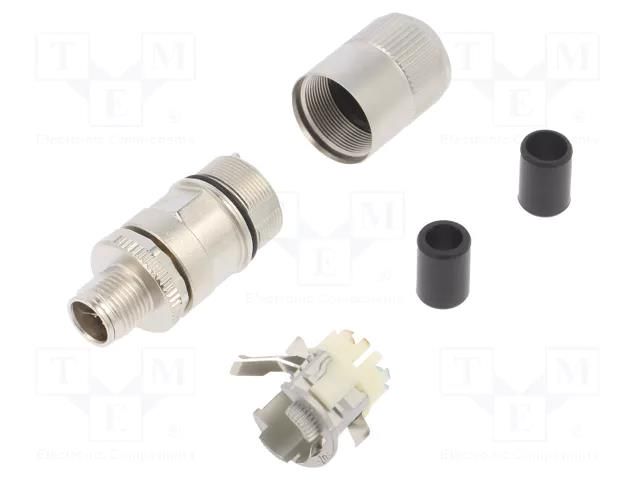 Connector: M12; plug; PIN: 8; male; X code-ProfiNET; for cable; IDC TELEGÄRTNER J80026A0100