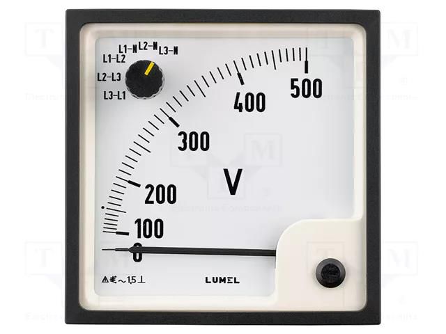 Voltmeter; on panel; VAC: 0÷15kV; Class: 1.5; True RMS; Umax: 300V LUMEL EP29-NC7210000