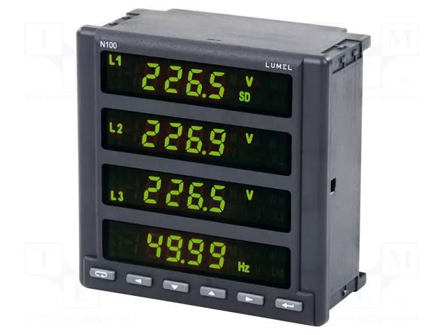 Meter: network parameters; on panel; digital,mounting; LED x4 LUMEL N100-11000M0