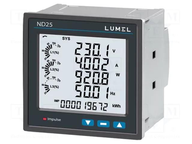 Meter: network parameters; digital,mounting; LCD; ND25; 1A,5A LUMEL ND25-430102RH200M0