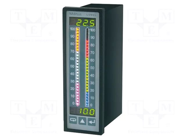 Meter: programmable; digital,mounting; on panel; LED x2; 4 digit LUMEL NA6PLUS-MRGU34100M