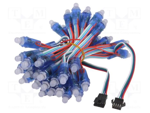 LED; RGB; No.of diodes: 50; Ø12mm; Controller: WS2818; THT; 5VDC WORLDSEMI HC-F5V-F12-WS2818