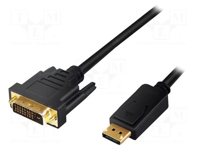 Cable; DisplayPort plug,DVI-D (24+1) plug; 2m; black LOGILINK CV0131