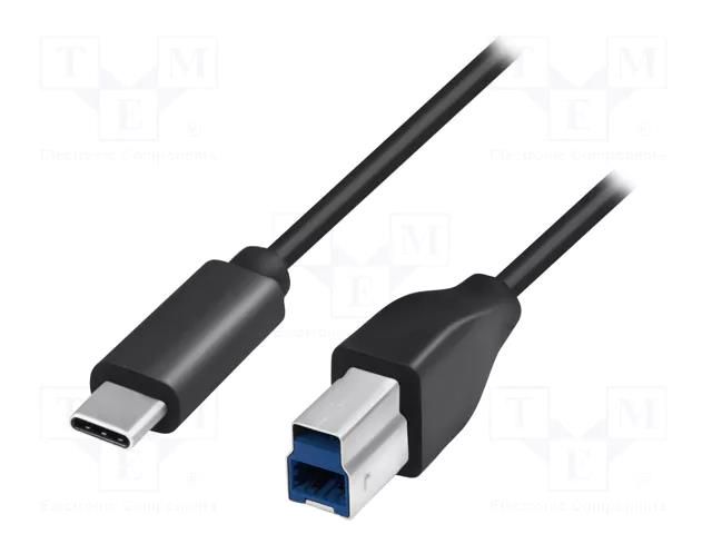 Cable; USB 3.0; USB B plug,USB C plug; 1m; black LOGILINK CU0162