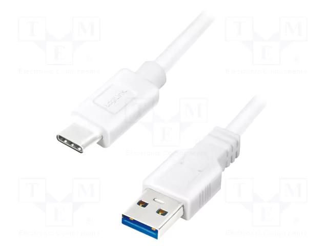 Cable; USB 3.2; USB A plug,USB C plug; 1.5m; white; 5Gbps; 15W; 3A LOGILINK CU0175