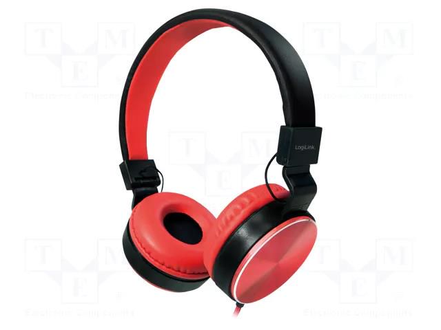 Headphones; red; Jack 3,5mm; Features: stereo; 1.2m; 20÷20000Hz LOGILINK HS0049RD