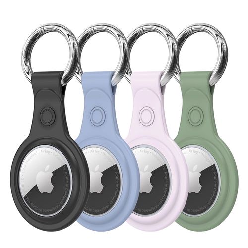Dux Ducis 4pcs set Silicone flexible cover keychain loop case for Apple AirTag (Black / Green / Pink / Blue), Dux Ducis 6934913050453 6934913050453