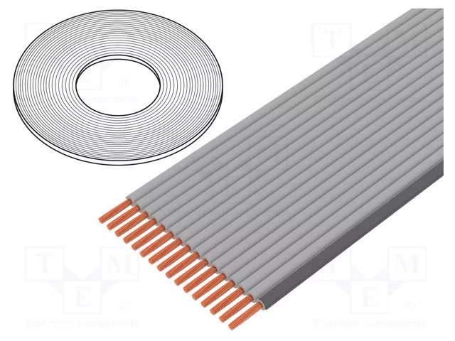 Wire: ribbon; 0.635mm; stranded; Cu; unshielded; PVC; grey; 30.5m 3M 3754-20
