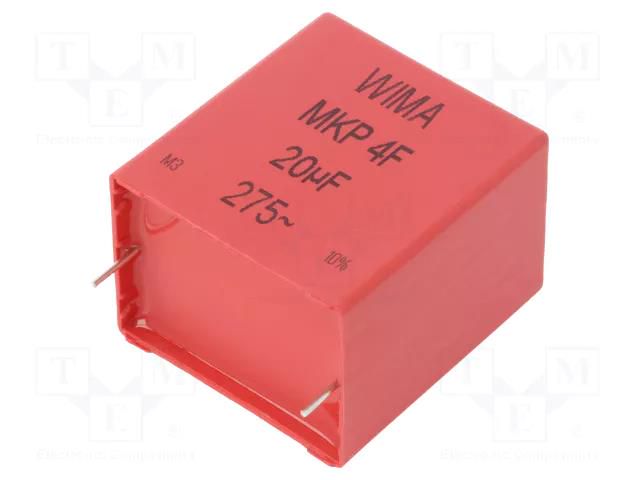 Capacitor: polypropylene; 20uF; 600VDC; 275VAC; 41.5x31x46mm; THT WIMA MKP4F-20U/275