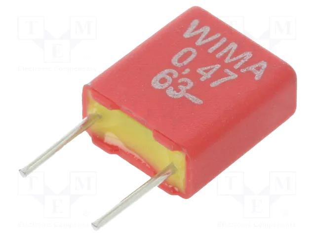 Capacitor: polyester; 470nF; 40VAC; 63VDC; 5mm; ±10%; 7.2x3.5x8.5mm WIMA MKS2-470N/63