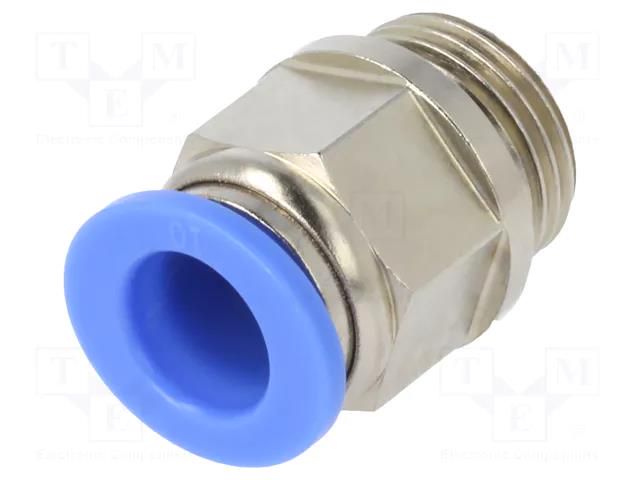 Push-in fitting; straight; -0.95÷15bar; nickel plated brass PNEUMAT 122.038-10