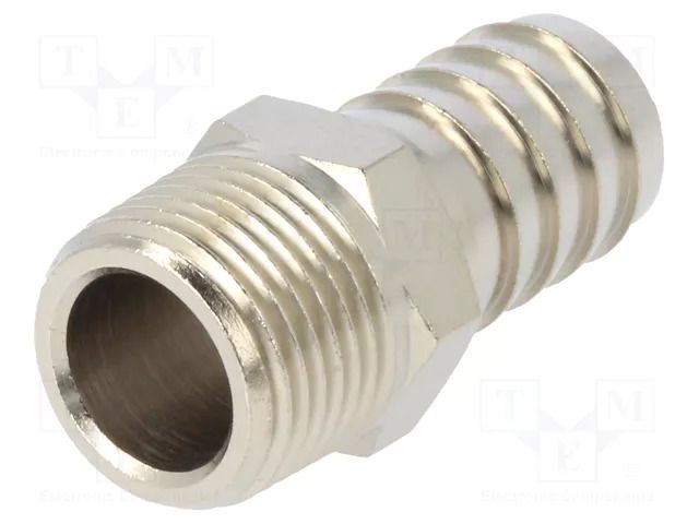 Threaded fitting; connector pipe; nickel plated brass; 14mm PNEUMAT 3040-14-3/8