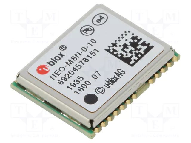Module: GPS/BEIDOU; ±2.5m; NMEA,RTCM,UBX; -167dBm; 2.7÷3.6VDC u-blox NEO-M8N-0