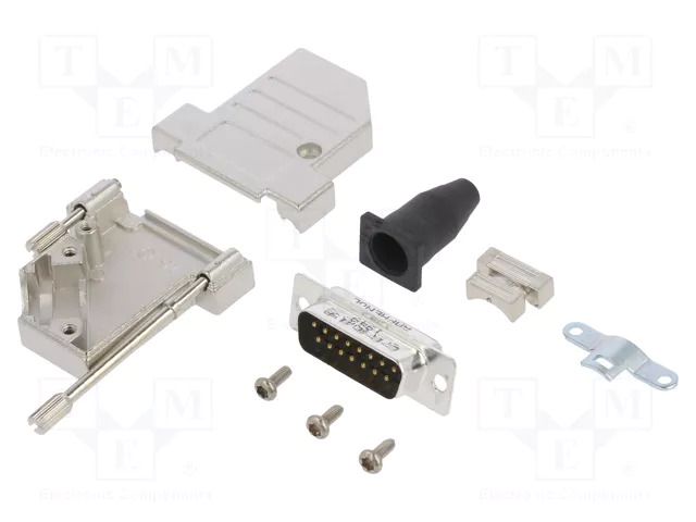 Connector: D-Sub; PIN: 15; male; angled 45°; soldering; for cable AMPHENOL COMMUNICATIONS SOLUTIONS DTSL-RGLJSS-15MSSL