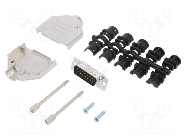 Connector: D-Sub; PIN: 15; male; straight; soldering; for cable AMPHENOL COMMUNICATIONS SOLUTIONS DTZK-15MSSL