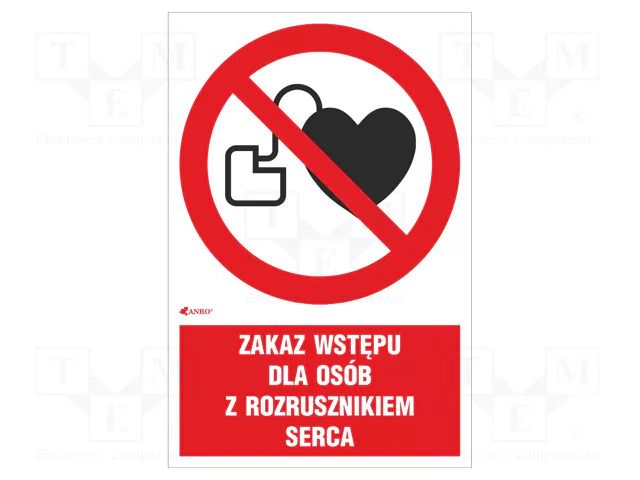 Safety sign; prohibitory; PVC; W: 200mm; H: 300mm ANRO IP/007/1/C1/P