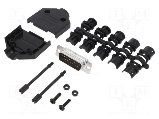 Connector: D-Sub; PIN: 15; male; straight; soldering; for cable AMPHENOL COMMUNICATIONS SOLUTIONS DTPKP-15MSSL