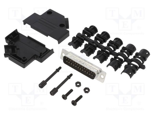 Connector: D-Sub; PIN: 25; male; straight; soldering; for cable AMPHENOL COMMUNICATIONS SOLUTIONS DTPKP-25MSSL