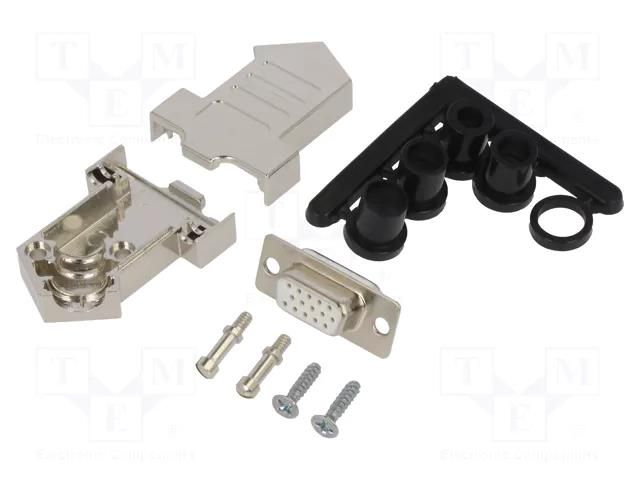 Connector: D-Sub; PIN: 15; plug; female; soldering; for cable; white ENCITECH D45NT09MHDS15WK