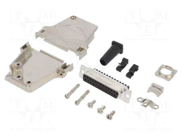Connector: D-Sub; PIN: 25; female; angled 45°; screw terminal AMPHENOL COMMUNICATIONS SOLUTIONS D45ZFRG-25FSSC